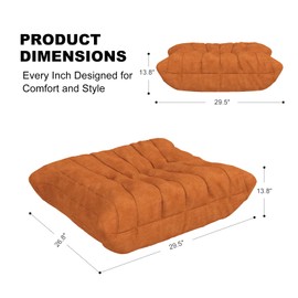 Snug Sofee Full Foam Bean Bag Ottoman – Comfortable Ottoman Chair, Waterproof Upholstery, for Bean Bag Chair,Lounge Chair,Couch (DarkOrange)