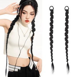 Doyime Hair Extensions Braids (Set of 2) Wigs, Dance Extensions, Twin Tails, Hair Accessories, Braid, Ponytail, 27.6 inches (70 cm), Easy to Install, Natural, Stylish, Easy to Put on and Take Off,