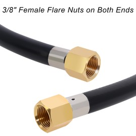 Wadoy RV Propane Hose Connector Assembly 2 Foot 3/8" Female Flare x 3/8" Female Flare Quick Connect Hose 24 Inches 2 Pack Fireplace Extension Connection Hose