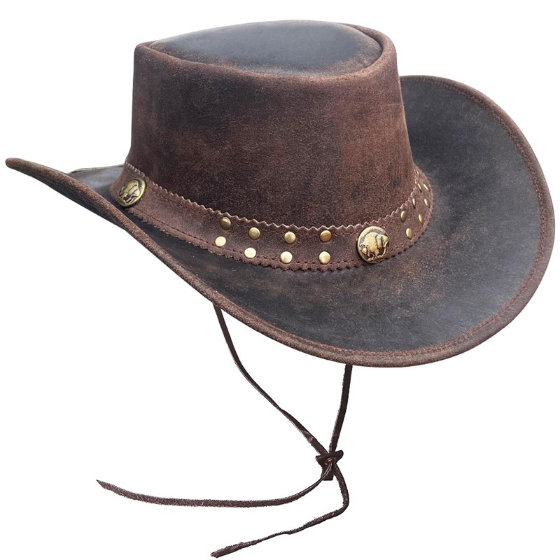 BRANDSLOCK Leather Cowboy Hat for Men Women Shapeable Wide Brim