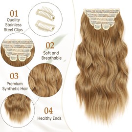 Vigorous Clip in Hair Extensions 20Inch Hair Extensions Clip Ins 6Pcs Long Wavy Hairpieces(Biscuit Brown)