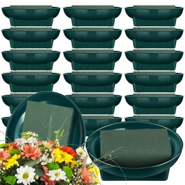 Karenhi 36 Pcs Large Size 6.3 Inch Floral Foam Round Bowls for Flower Arrangements Round Floral Supplies Flower Foam with Bowl Kit with Floral Foam Blocks for Christmas Party Wedding Festival