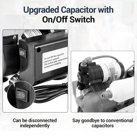 ScitoLAB Vacuum Pump 50 L/Min, Oilless Pump with Upgraded Capacitor, Vacuum Meter, Aluminum Silencer, 4 Quick Connectors, for Lab Electronics Industry