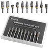 Handook Tungsten Carbide Double Cut Burr Set, with 1/8" Shank