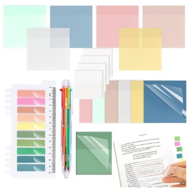 FLOVAZO Juego de 751 Notas Adhesivas Transparentes, Incluye Etiquetas Adhesivas Translúcidas y Rotuladores para Anotar Libros, Marcar Páginas, Indexar y Mantener la Escritura Ordenada