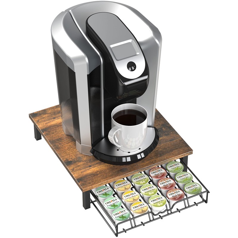 DecoBrothers K-Cup Holder Drawer for 30 Coffee Pods Storage, Rustic