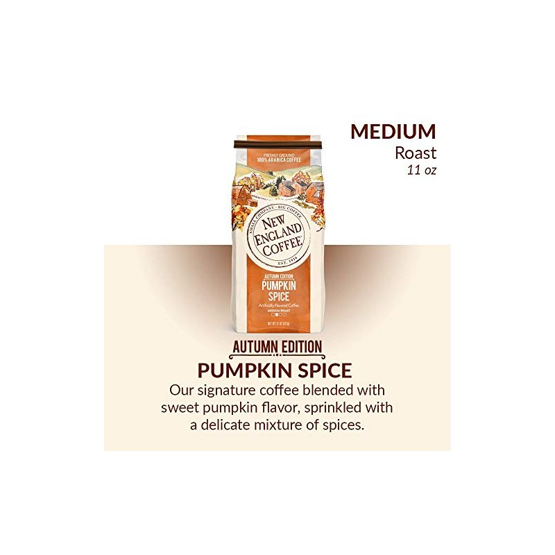 New England Coffee Pumpkin Spice Medium Roast Ground Coffee, 11oz