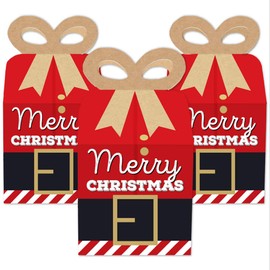 Big Dot of Happiness Jolly Santa Claus - Square Favor Gift Boxes - Christmas Party Bow Boxes - Set of 12