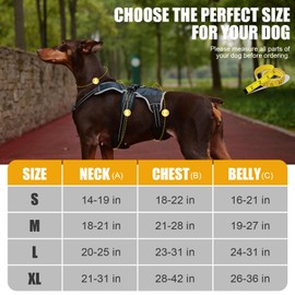 Mihachi Dog Harness for Medium Dogs, Escape Proof No Pull Service Vest with Reflective Strips and Control Handle, Adjustable and Cozy for Easy Walking, No Choke Pet Harness with 2 Metal Rings, Blue M