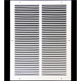 HVAC Premium 16'' x 18'' [Duct Opening] Flat Stamped Steel Return Air Grille - Sidewall and Ceiling - HVAC Vent Duct Cover - White [Outer Dimensions: 17.75''w X 19.75''h]