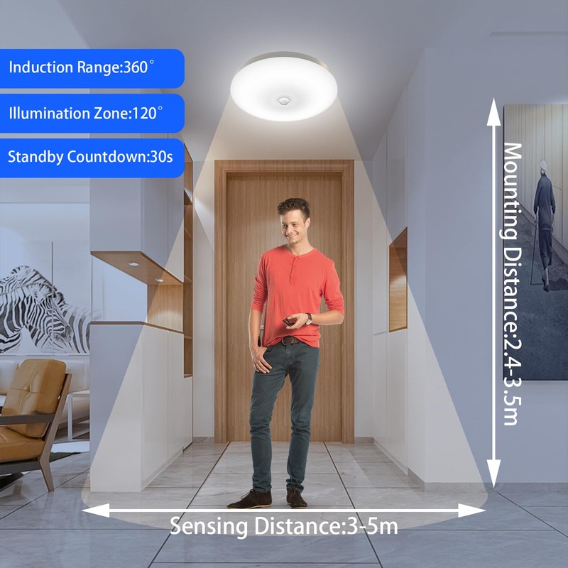 ACMHNC LED Ceiling Light with Motion Sensor, 18 W Round