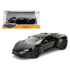 DCD Lykan Hypersport 1/24 Glossy Black Diecast Model Car Jada's Metal Alloy Vehicles with Functional Wheels
