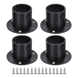 sourcing map 4Pcs Stainless Steel Closet Rod Brackets, 1.25inch Dia Wardrobe Holder for Pipe, Shower Curtain Rod Pole End Supports Sockets Flange with Screws, Black