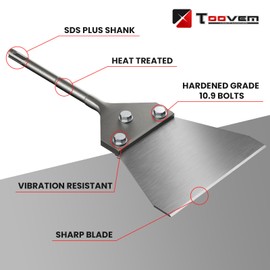 Toovem 5 Inch SDS Plus Floor Scraper Kit with Spare Blades, Bolts, Nuts, Tile Removal Chisel Bit Tool, Removes Thinset Adhesives Wall Scraper for SDS-Plus Rotary Hammers