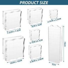 WOPPLXY 14PCS Acrylic Blocks for Stamping - Transparent Acrylic Blocks with Grid - Multi Size Stamp Holder for Scrapbooking, Card Making