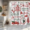 Lindameler Vintage Christmas Shower Curtain Red Truck Santa Clus Snowman
