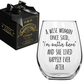 Pokolllee A Wise Woman Once Said Stemless Wine Glass Retirement Gifts for Women, Funny Farewell Gifts for Retirees Colleagues, Coworker Leaving Gifts, Retired Gifts for Coworker Boss Manager
