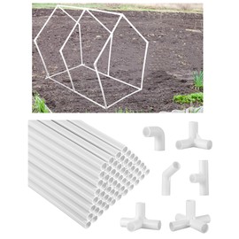 Sawysine 102 Pcs DIY PVC Projects Set Included 60 Pcs 24 Inch PVC Pipe and 42 Connection Pipe Fittings for Spring, Home, Greenhouse, Garden, Farm, Workshop, Summer(White,3/8 Inch)