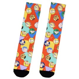 Bioworld Nickelodeon Hey Arnold Character Bubbles Allover Design Adult Sublimated Crew Socks For Men And Women (Multicolored, One Size)