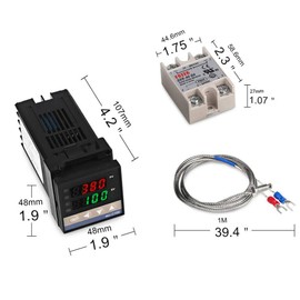 BE-TOOL Digital Temperature Controller Kits, REX-C100 PID Temperature Controller + 40A SSR + K Thermocouple for Industrial Equipment (Fits RT100)
