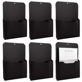 ABuff 6 Pack Magnetic File Holder Black Magnetic Paper Holder Mail Holder for Refrigerator, File Cabinets and Fridge, Locker Magnetic Organizer for Notebooks, Planners, Letter, Menu
