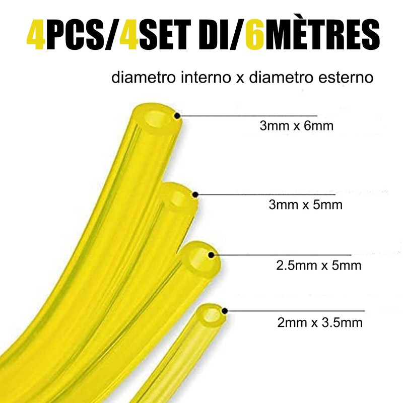 Pack of 4 1.5 m Petrol Hose 3 x 6