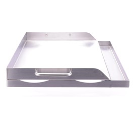 DEWOSEN Universal Stainless Steel Griddle Flat Top Plate Grill-Top Griddle Pan with Even Heating Cross Bracing for BBQ Charcoal/Gas Grills, Camping, Tailgating, and Parties (17"*13")