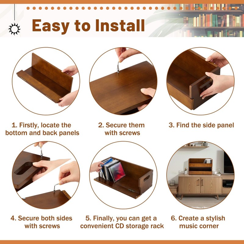 CroBlissful 2 Set Wooden CD Storage Box Holder Shelf Cassette