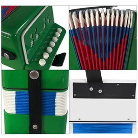 Btuty 7-key 2-bass Accordion ABS Material Musical Instrument for Beginners Lightweight Button Accordion Hand-eye Coordination Stage Performance (Green)