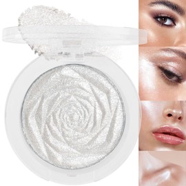 evpct Pearl White Silver Face Highlighter Makeup, White Shimmer Glitter Diamond Sparkly Highlighters Makeup Eyeshadow Palette Powder for Face Body Cheek Skin, inner Corner Eye Highlighter Make up 01
