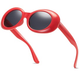 aisswzber Clout Goggles Oval Mod Retro Vintage Sunglasses Kurt Cobain Round Sun Glaases 7219-red