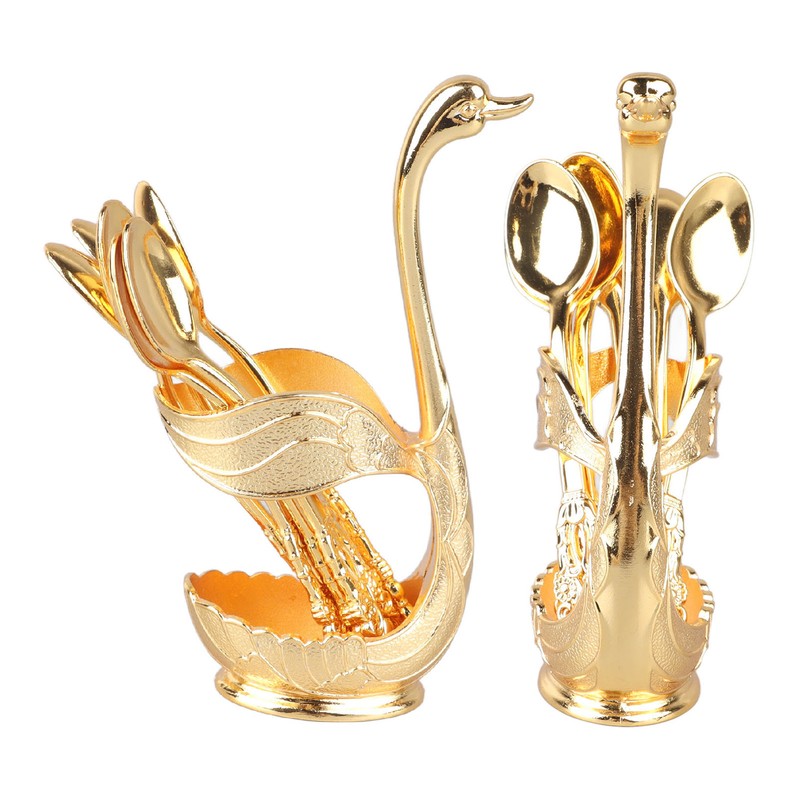 Coffee Spoon Holder Elegant Swan Shaped Alloy Mirror Polish Rich