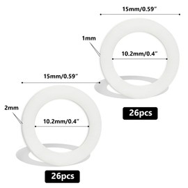 Fitting Rings Plastic Room Doors Pack of 52 Washers Door Hinge 10 mm x 15 mm Mounting Rings Without Abrasion Marks, 1 mm 26 Pieces & 2 mm 26 Pieces
