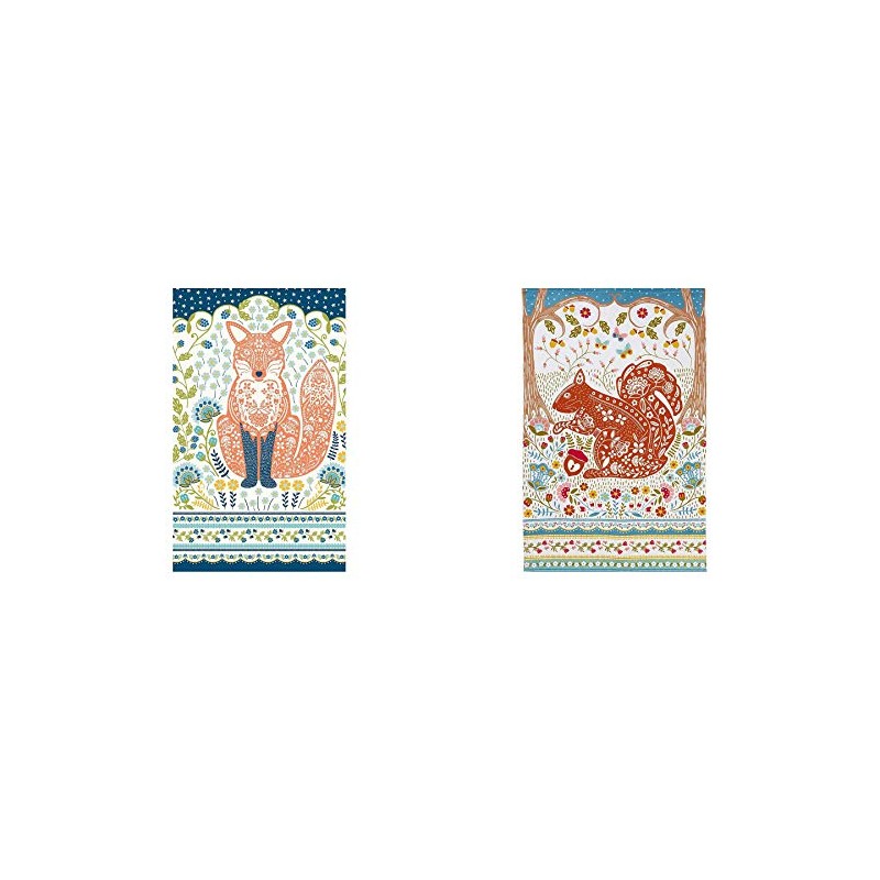 2 x Ulster Weavers Woodland Fox & Squirrel Floral Flowers