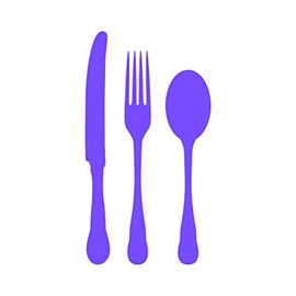 RDW Kitchen Set Sticker - Decal - Die Cut - Utensils Knife Fork Spoon - Purple 3.79" x 7.00"