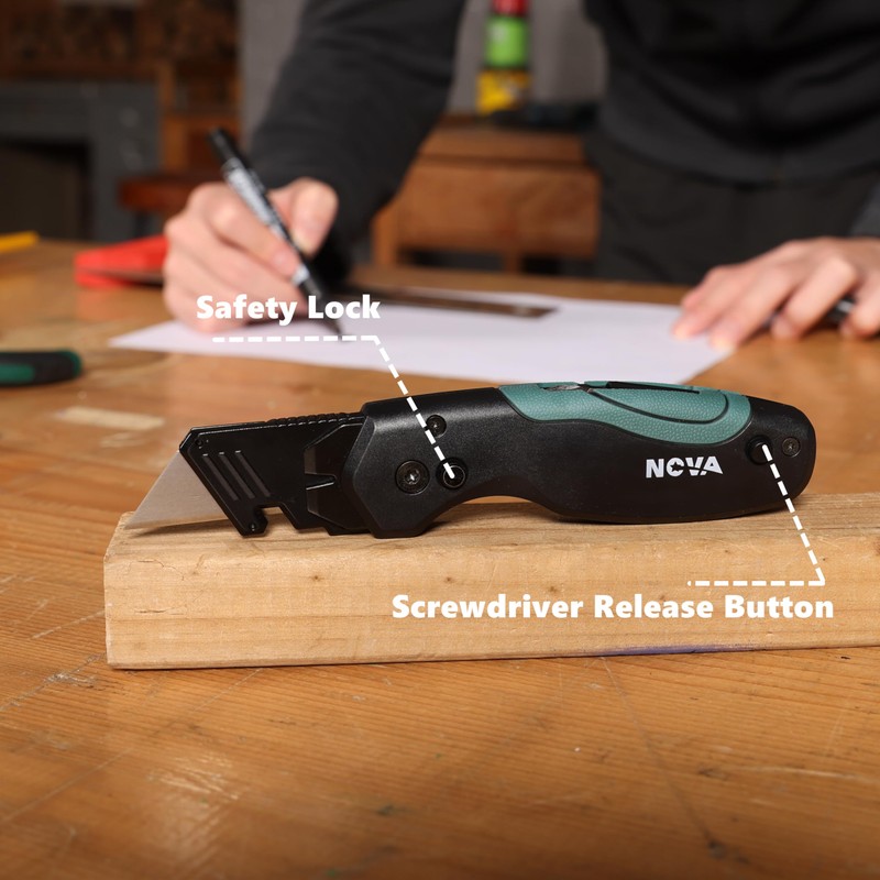 Nova Muti-tool Folding Utility Knife with 5 Extra Utility Blades,