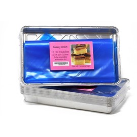 Bakery Direct 10 Large Foil Tray Bake containers Aluminium Recyclable 12 x 8 Includes a Free 21" Disposable Piping Bag!