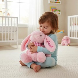Conejo de Peluche Premium con moño de Tela, Personalizable, bebés y niños, 5 Colores Disponibles