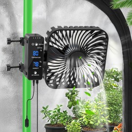 DAOTAILI Grow Tent Fan 6”, LCD Display with Sensor, Adjustable Temp & Humidity Control, 4-Speed, 90° Oscillating Fan, Strong Airflow for Indoor Growing, Mushroom Box, Desk Use