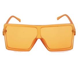 W&Y YING Square Oversized Sunglasses for Women Baddie Large Frame Sunglasses Big Cute Trendy Fire Mens (Orange)