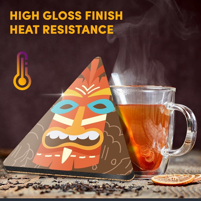 1 x Triangle Coaster - Hawaiian Tiki Idol Mask Cork