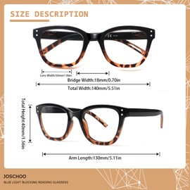 JOSCHOO Reading Glasses 6 Pack Blue Light Blocking Readers Spring Hinge Glasses for Reading for Men and Women (6 Mix Clour, 0.75, x)