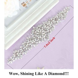 Pardecor Rhinestone Belt Bridal Crystal Pearl Wedding Sash Bead Trim Women Gowns Sash (350 Silver)