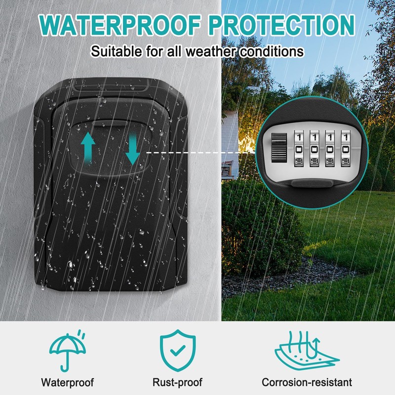 VOBUKE Key Safe with Combination Code, Outdoor Key Safe Weatherproof