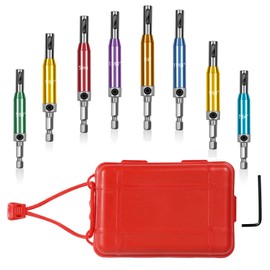 CCTSA Self Centering Drill Bits Set for Hinges, Center Drill Bits VIX Bit Set with Red Plastic Storage Case for Wood Woodworking Door Window Cabinet Hinge Total 10 PCS (Colorful)