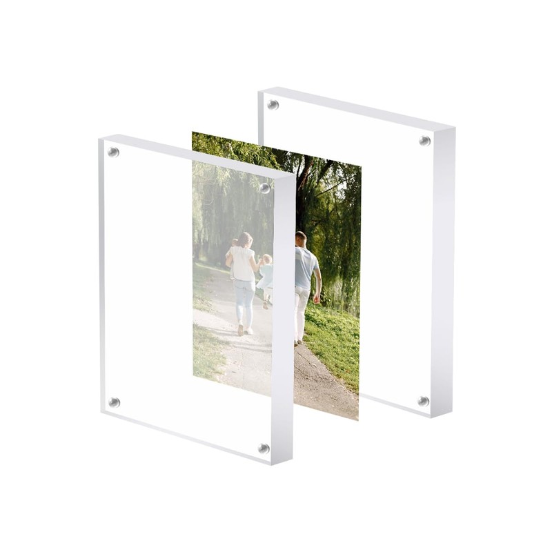 HAIKING Acrylic Photo Frame, 2 PCS Double Sided Clear Magnetic