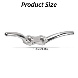 2PCS 113mm Silver Cleat Hooks - Heavy-Duty Stainless Steel Rope Cleats for Flagpoles, Washing Lines, and Outdoor Use, Easy Installation