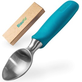 Stainless Steel Ice Cream Scoop - Professional Ice Cream Spoon | Scoop with Comfortable Non-Slip Handle | for Ice Balls, Ice Cream, Dough, Melon | Robust and Dishwasher Safe - BlauKe
