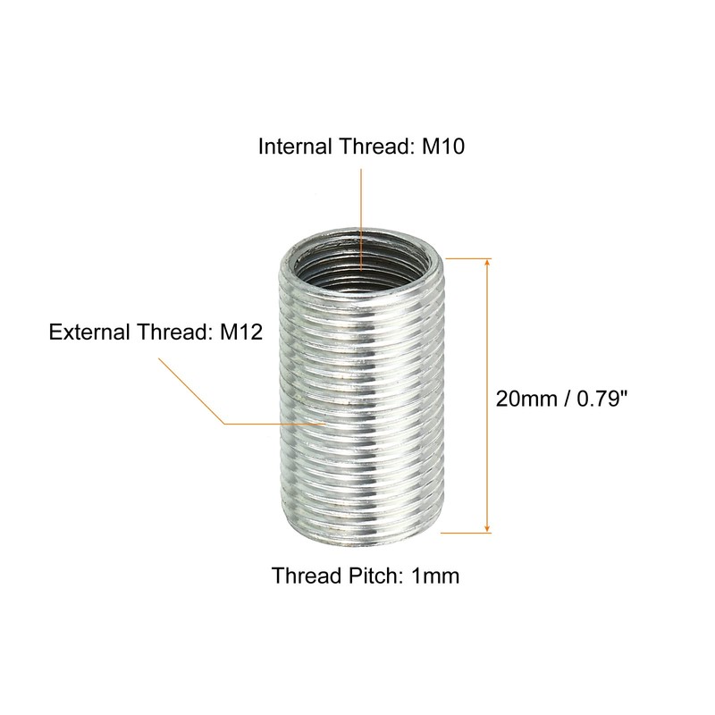 PATIKIL 10pcs M12-M10 Screw Adapter Sleeve Reducing Nuts 20mm Threaded