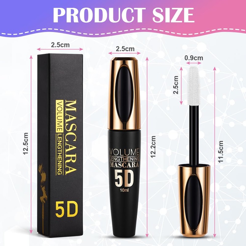 5D Silk Fiber Eyelash Mascara, White Volume Mascara with Soft